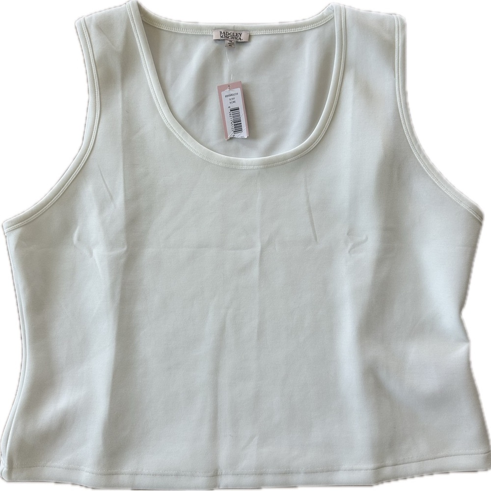 Badgley Mischka Tank Top‎ Size 3X Ivory White Sleeveless Cropped NWT